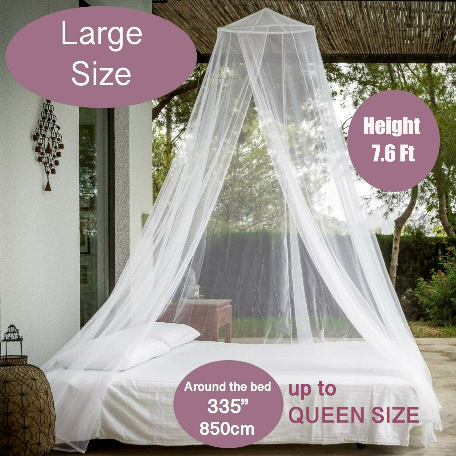 Mosquito Net Bed Queen Size Home Bedding Lace Canopy Elegant Netting Princess Xl