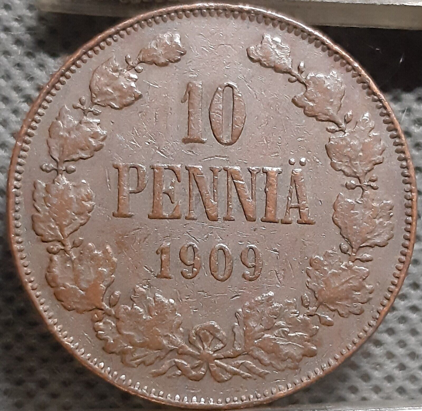 Finland 10 Penniä 1909 Km#14 Copper Emperor Nicholas Ii (1974)