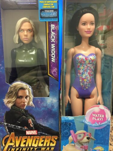 Toy Lot/ Water Play Barbie/harry Potter Puzzle/black Widow Marvel Doll