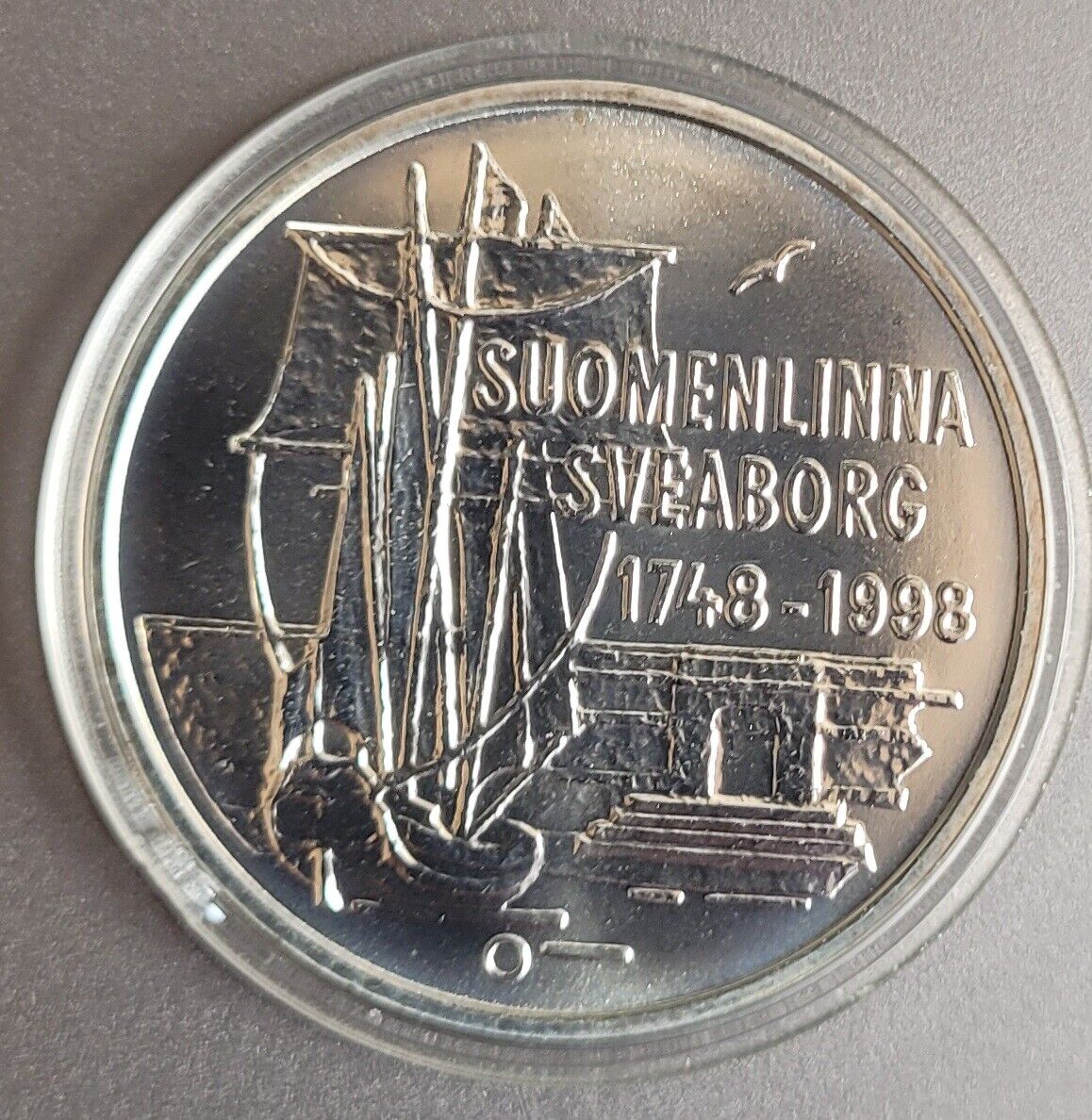 Finland Silver 100 Markkaa 1998 Km-88. Sailing Ship & Suomenlinna Fortress. Unc.