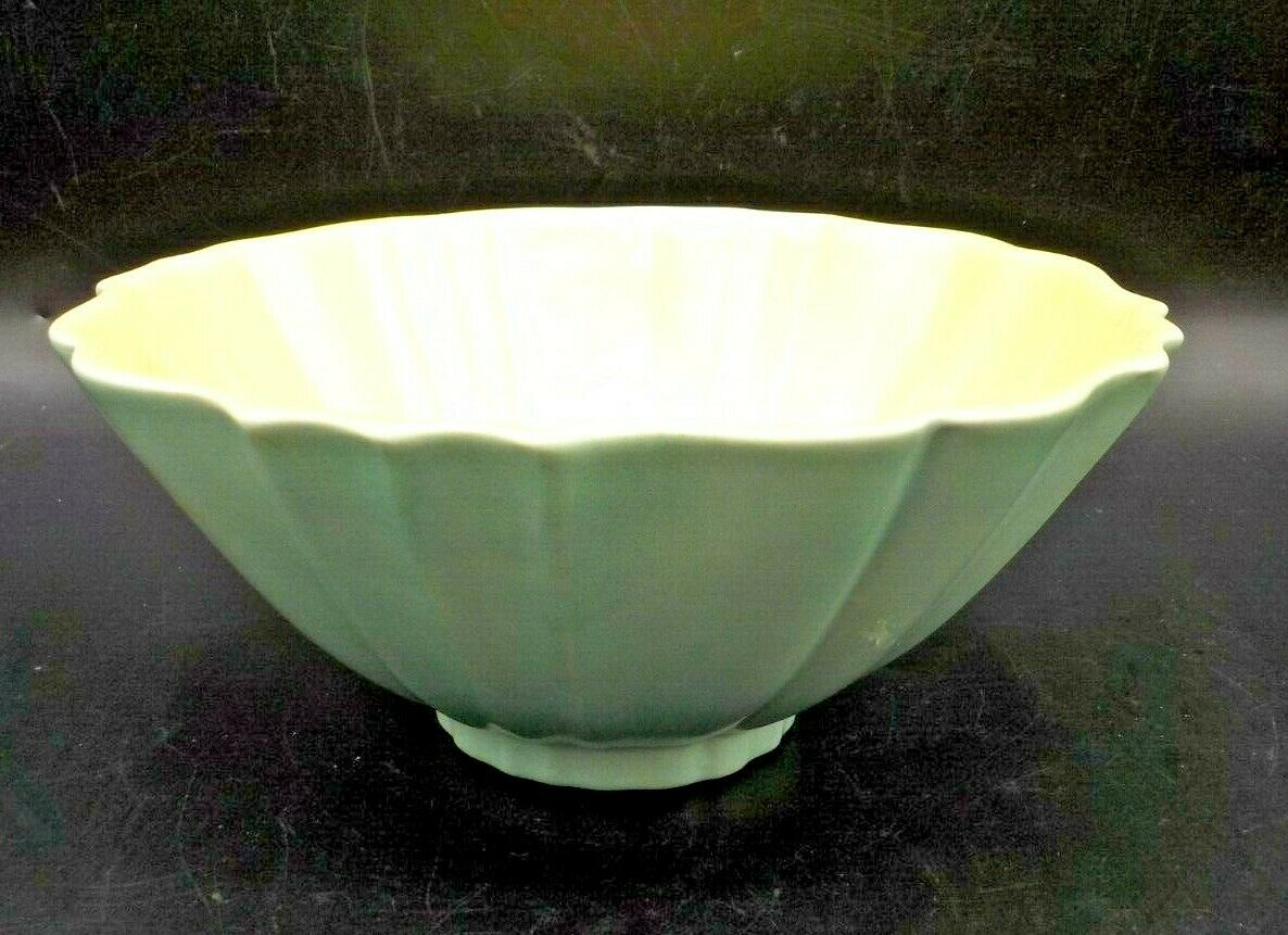 Vintage 1930's Red Wing Pottery Console Bowl #977 Green & Yellow 8" X 3.5"