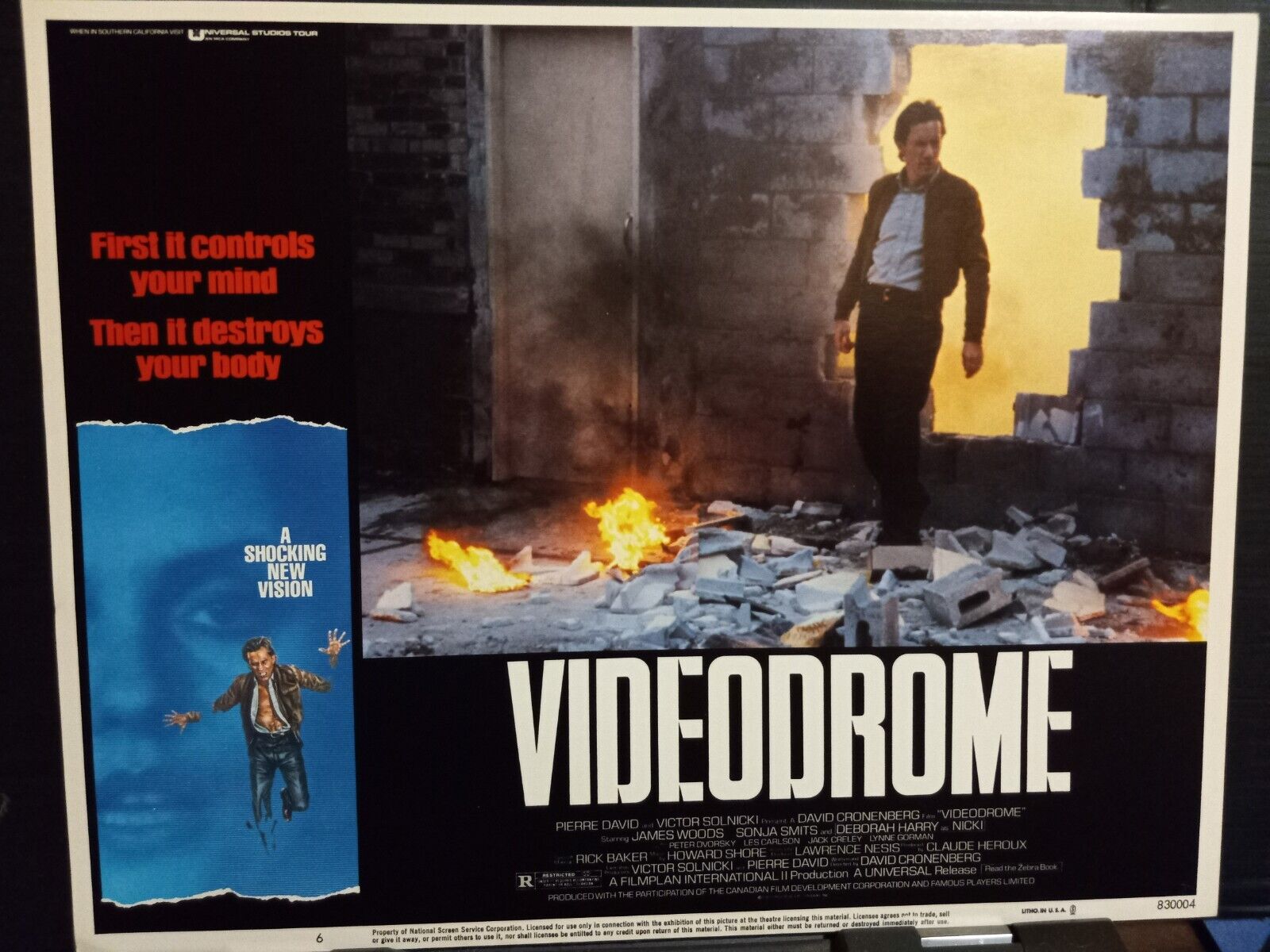 Lobby Card 1983 Videodrome Cronenberg James Woods Bombed Studio Sci-fi Horror