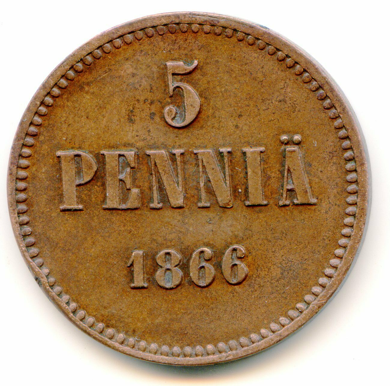 Finland 5 Penni 1866  Lotaug5932