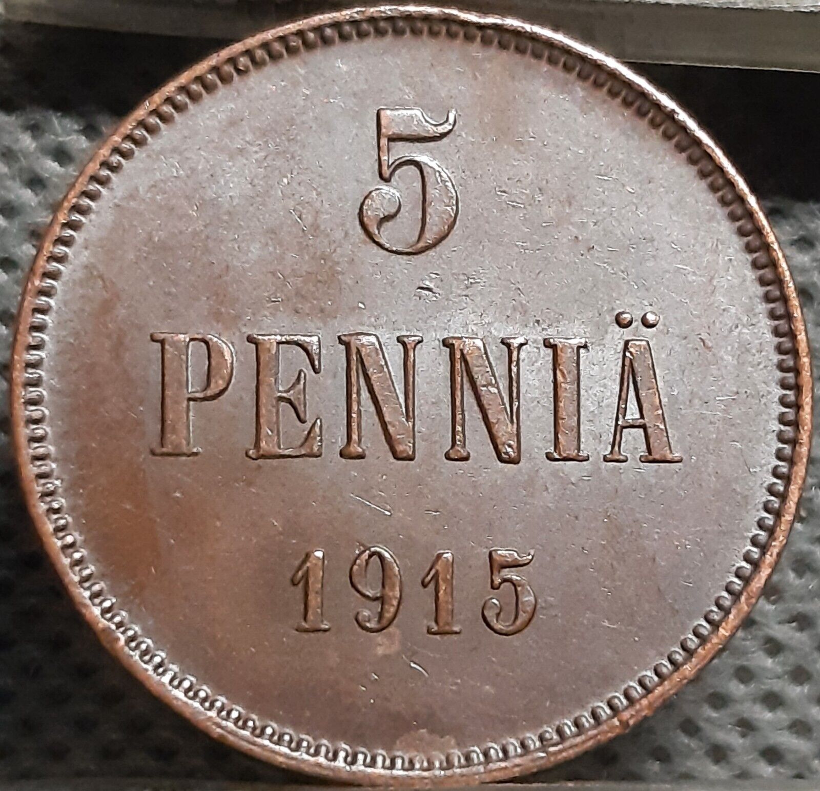 Finland 5 Penniä 1915 Km#15 Copper Emperor Nicholas Ii (1980)