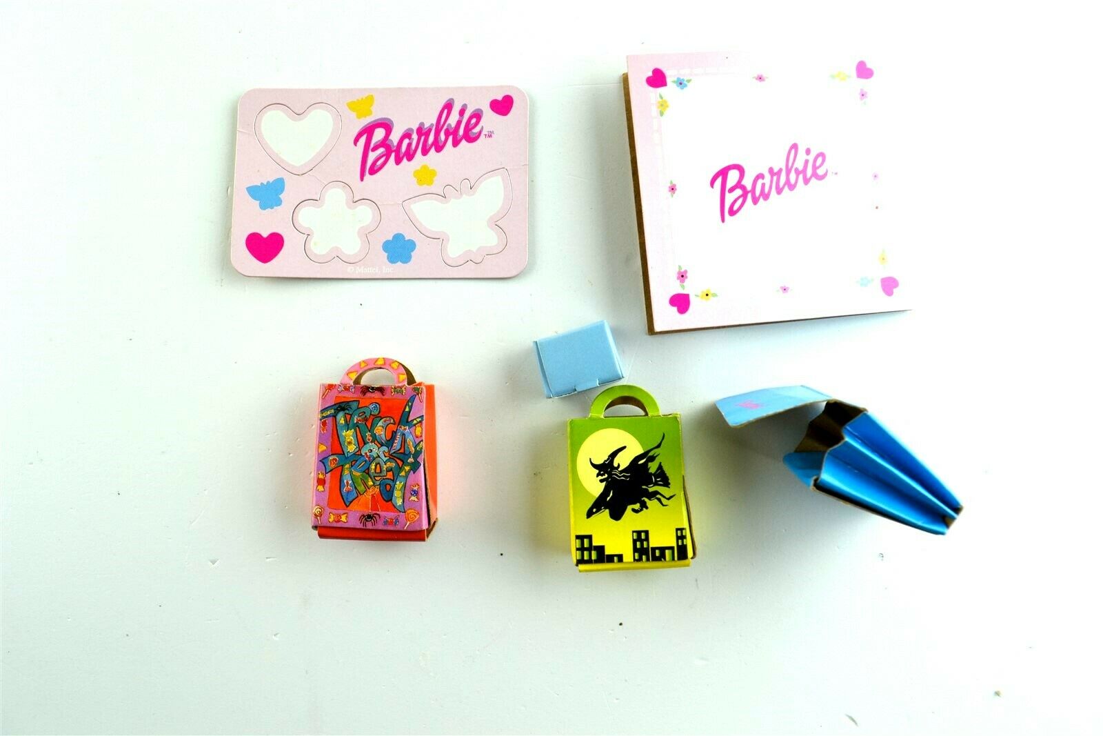 Mattel Barbie Vintage Paper Bag Lot Folder File Accordian Halloween Shopping