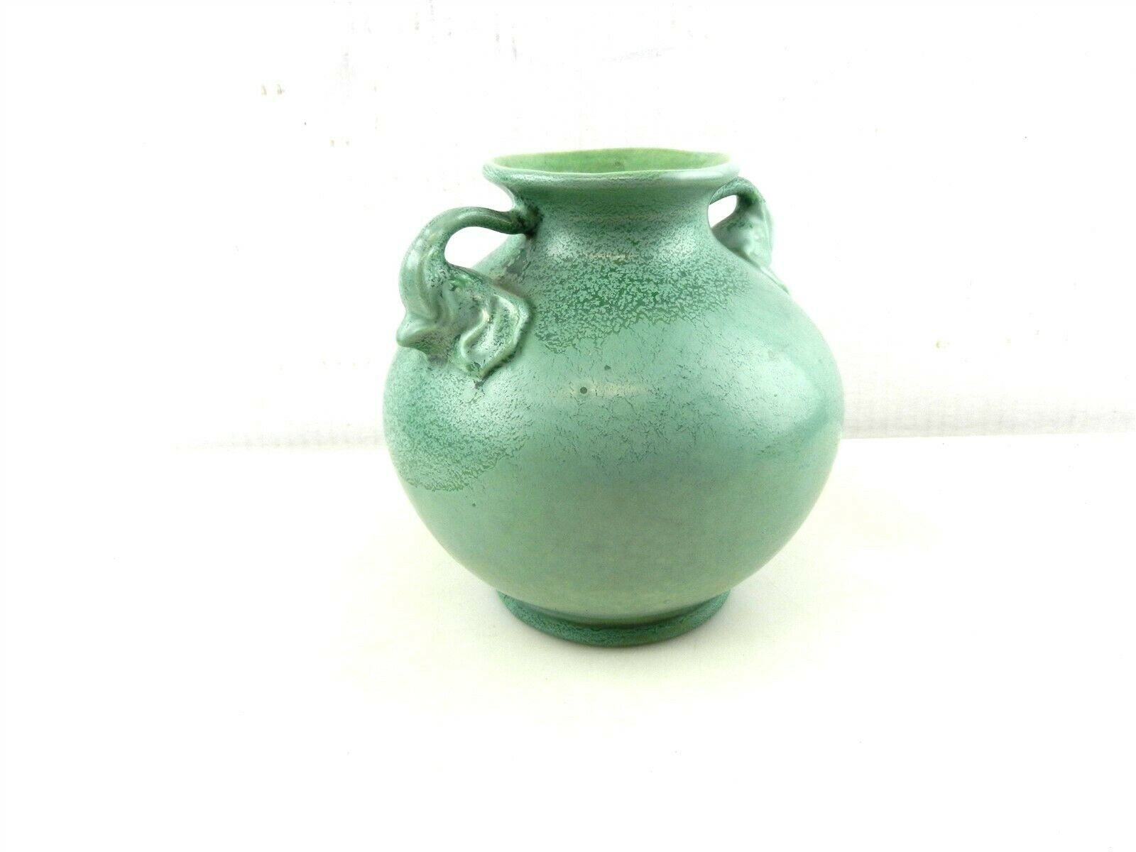 Red Wing Rumrill Pottery Elephant Handles Vase #215 Green Over Green 6"~ec~ T149